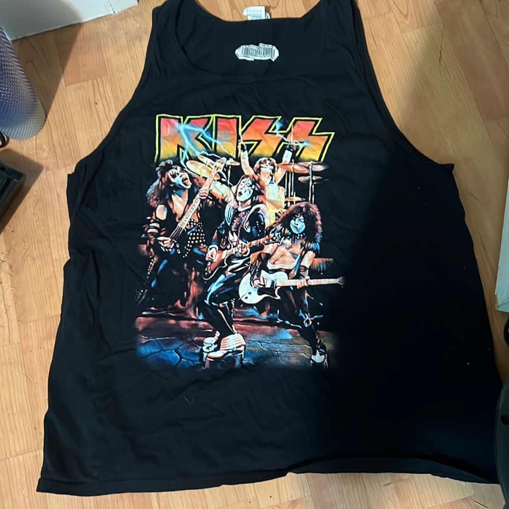 Kiss Graphic Tank Top T-shirt Black xl